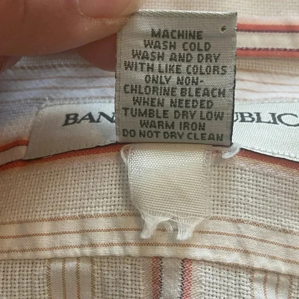 Banana Republic Men's Long Sleeve Shirt 100% Cotton‎ Cream Stripe Size XX Large